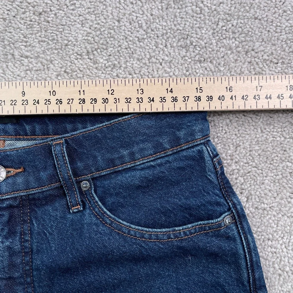 Express Jeans Womens 10 Regular Blue Wide Leg Ankle High Rise Stretch Denim